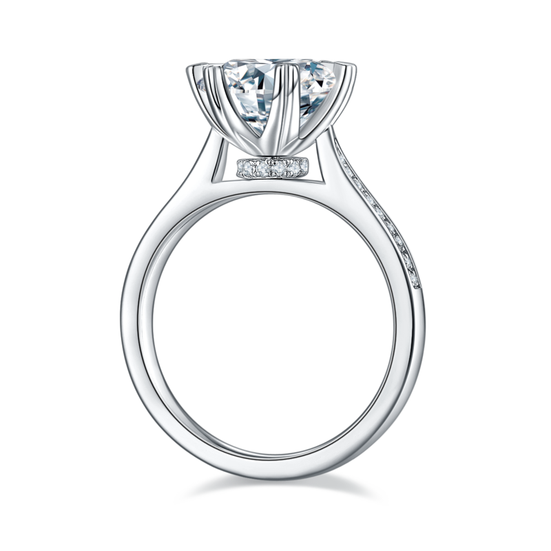 时来运转S925银镀白金MoissaniteWomen's Ring3.0ctD级